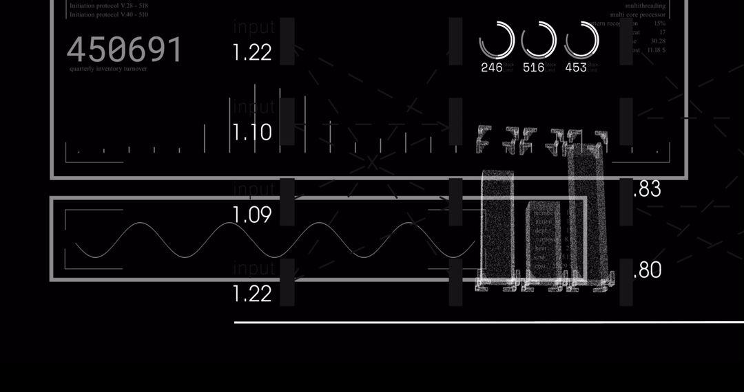 Futuristic Digital Data Processing Interface with Global Connections