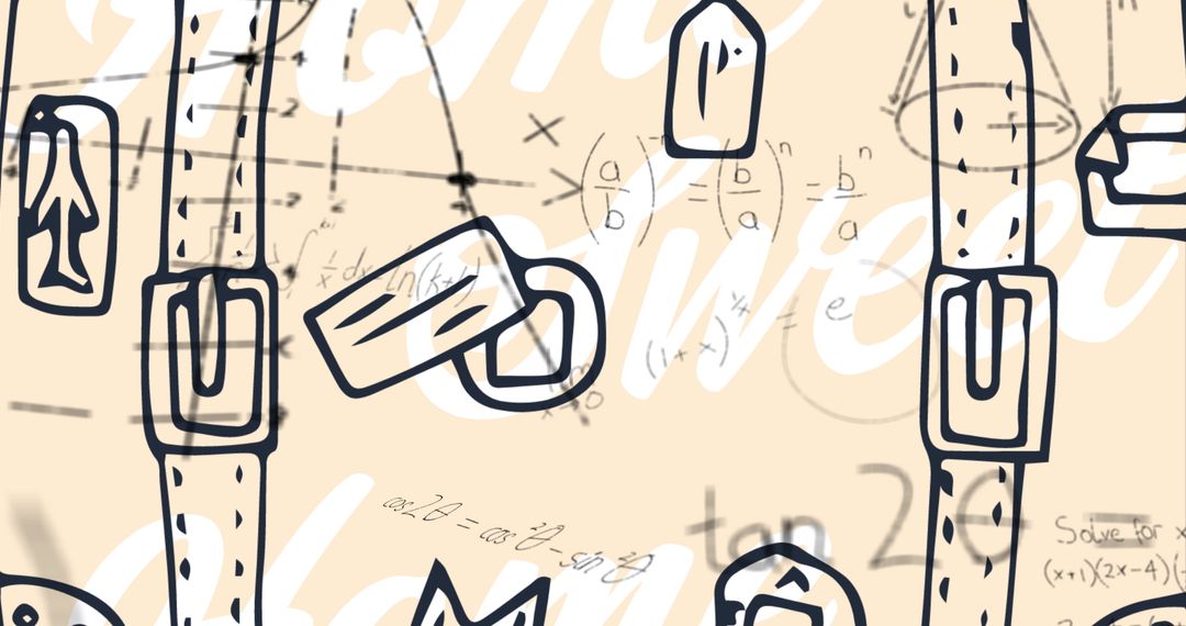 Digital Interface of Mathematical Equations on Yellow Background