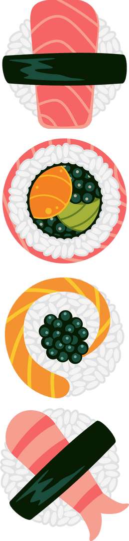Vibrant Sushi Set Illustration on Transparent Background for Decoration