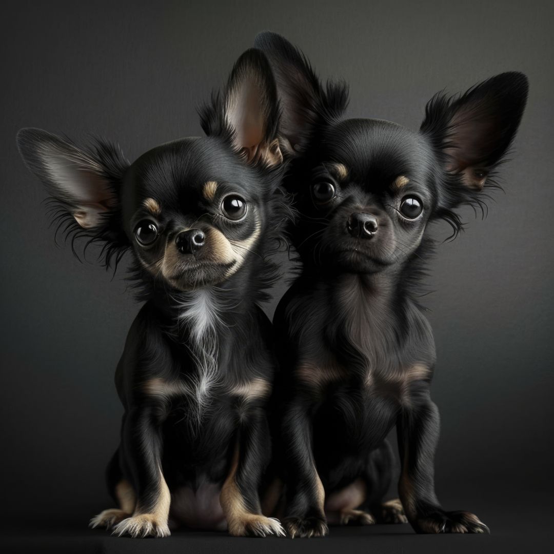 Close up of two cute black chihuahua dogs, created using generative ai technology - Free Images, Stock Photos and Pictures on Pikwizard.com