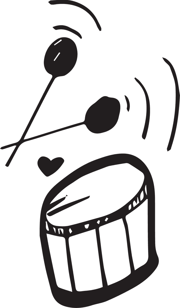 Drum and Heart Illustration on Transparent Background for Musical Themes