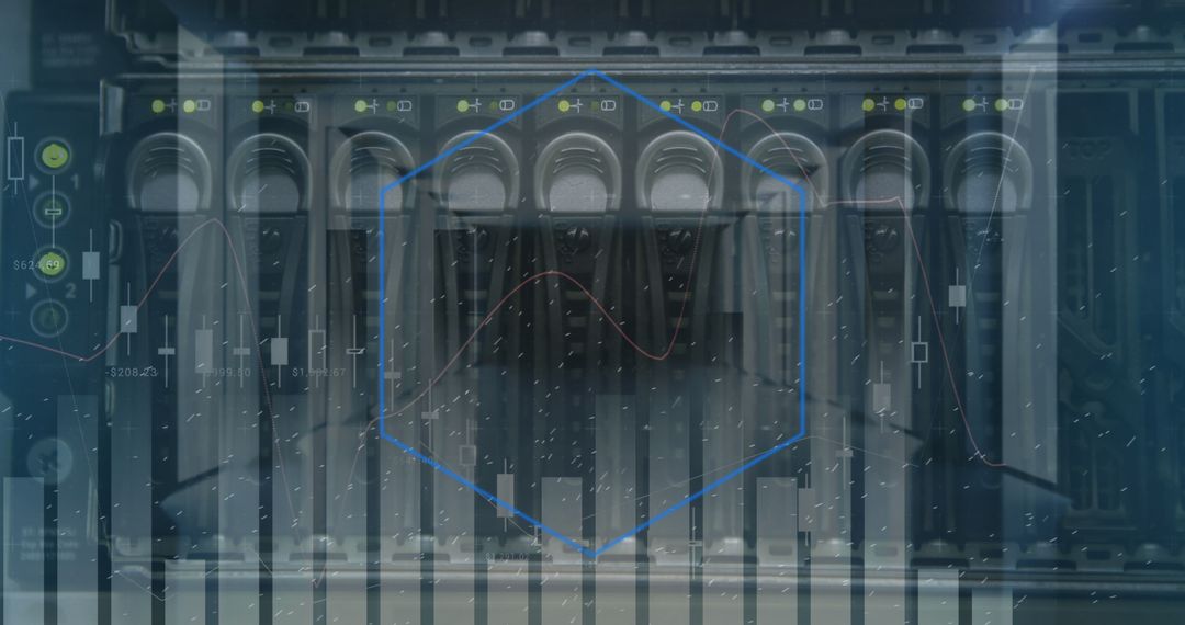Data Processing Overlaid on Server Room Background