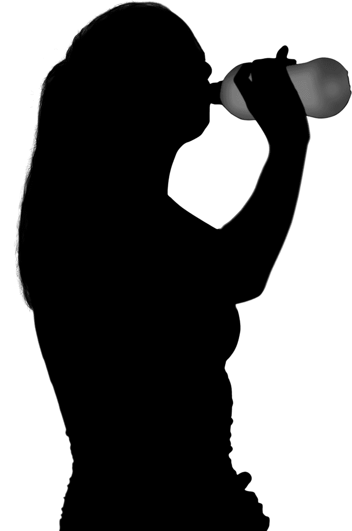 Silhouette Vector of Woman Drinking Water on Transparent Background