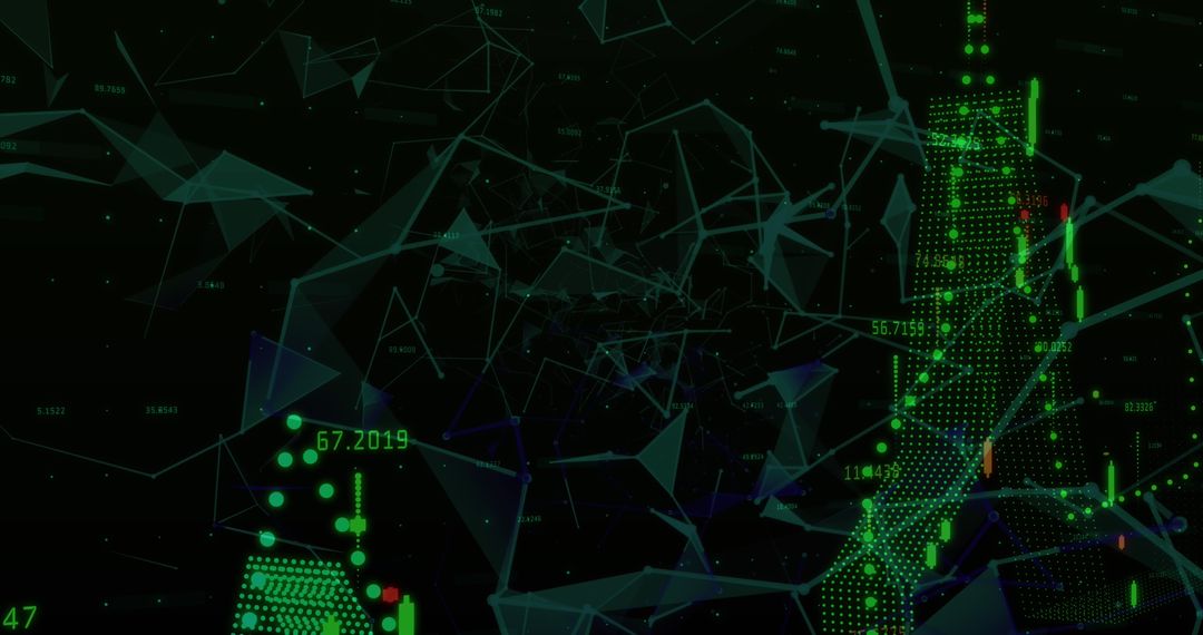 Cybersecurity concept over financial market data visualization