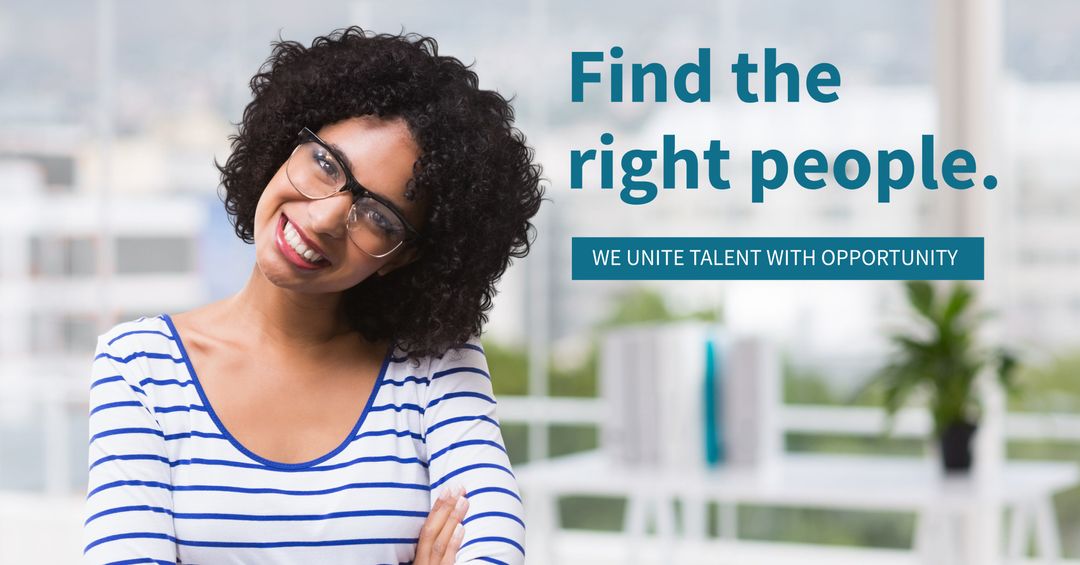 Diverse Recruitment Promotion with Smiling Professional Woman
