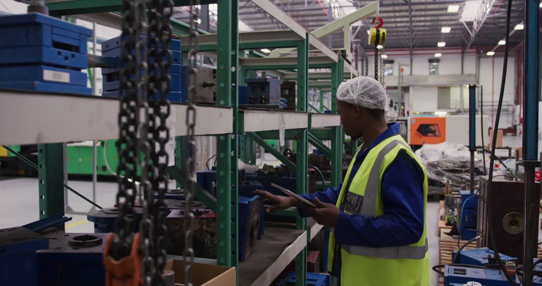 Industrial Worker Organizing Shelves in Manufacturing Facility - Free Images, Stock Photos and Pictures on Pikwizard.com