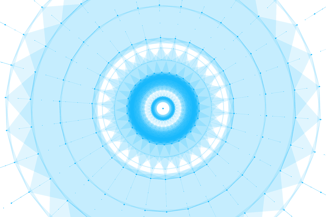 Abstract Blue Circles and Shapes on Transparent Background