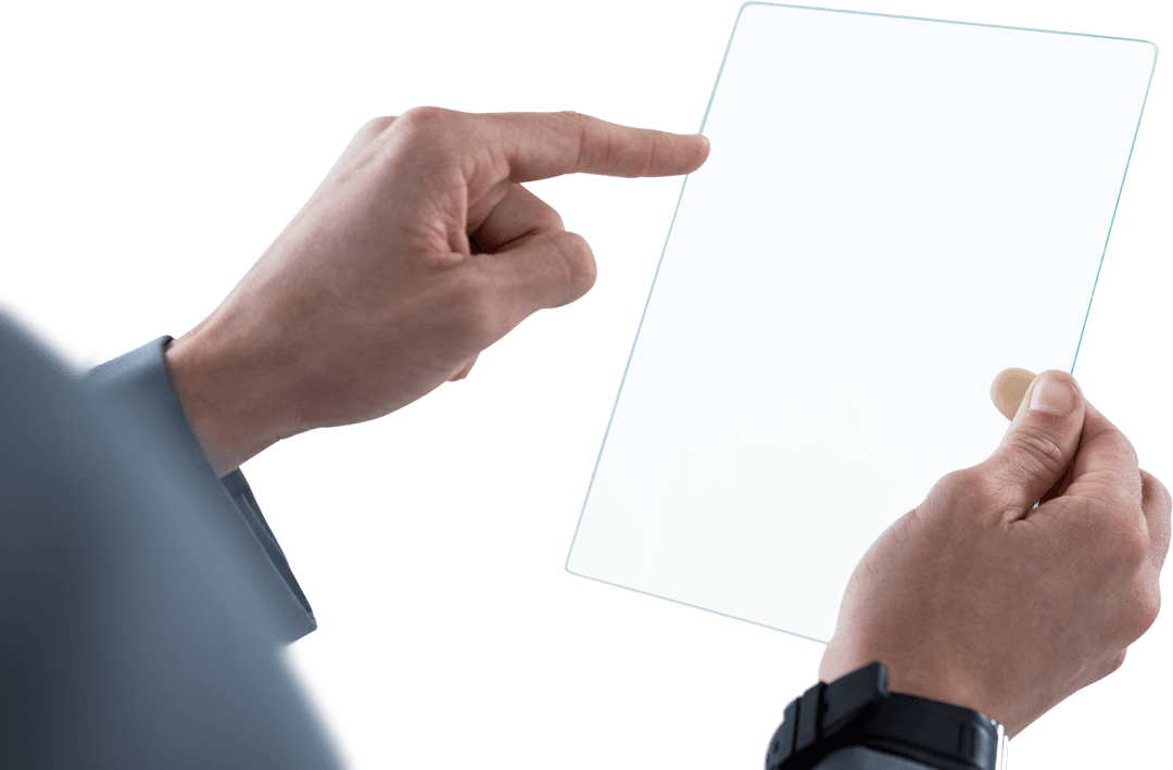 Transparent OLED Screen Interaction by Businessman