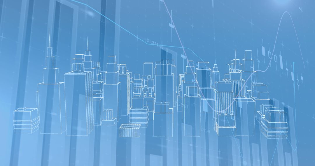 Futuristic Virtual City with Moving Graphs and Data