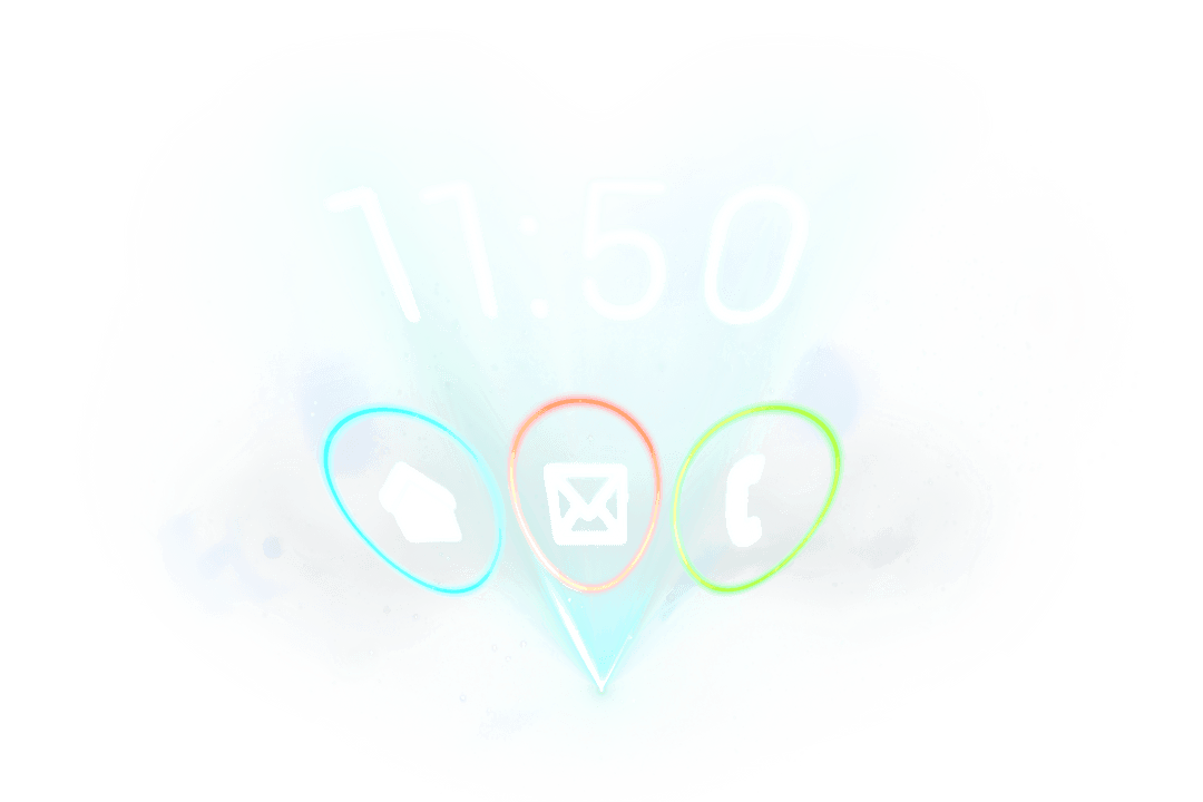 Digital Watch Illustration with Icons on Transparent Background