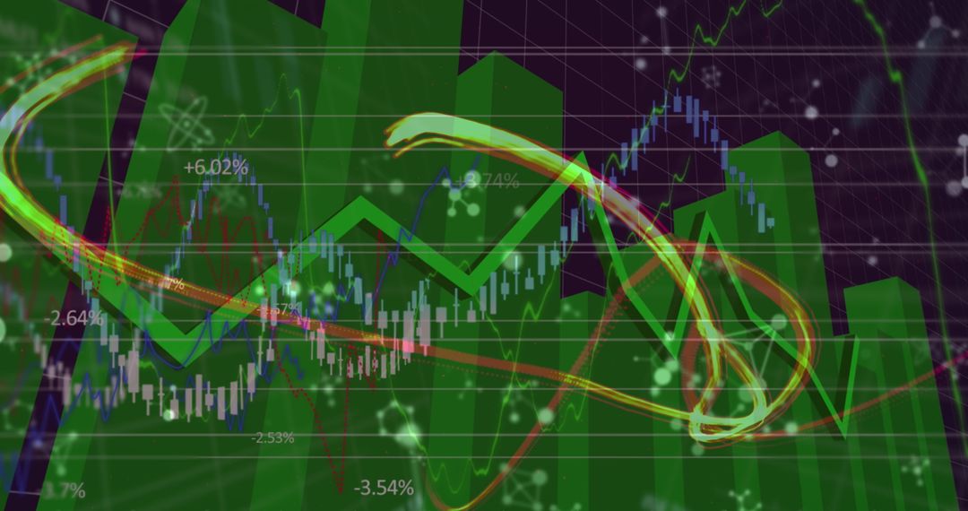 Futuristic Technology Overlay on Financial Data Visualization