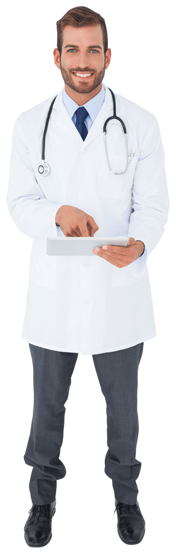 Transparent Doctor Using Tablet in Modern Healthcare