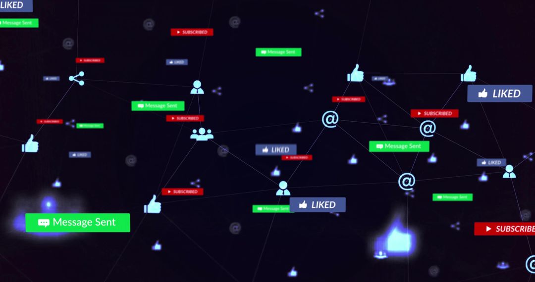 Digital Network Communication Interface with Icons and Labels