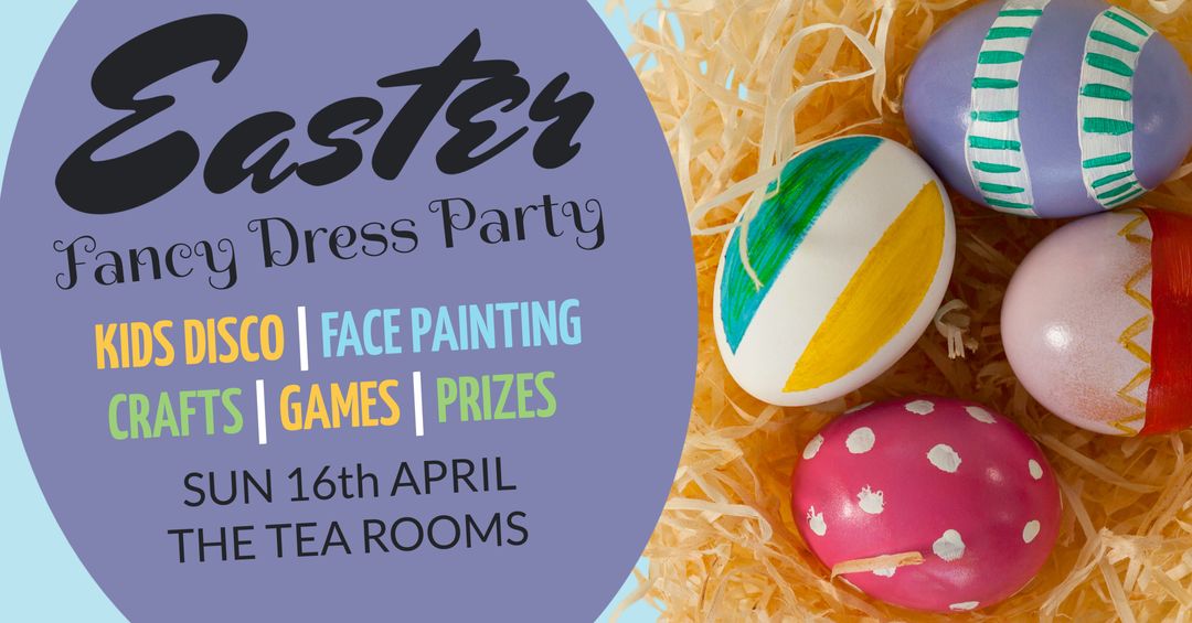 Easter Fancy Dress Party Poster with Colorful Painted Eggs - Download Free Stock Templates Pikwizard.com