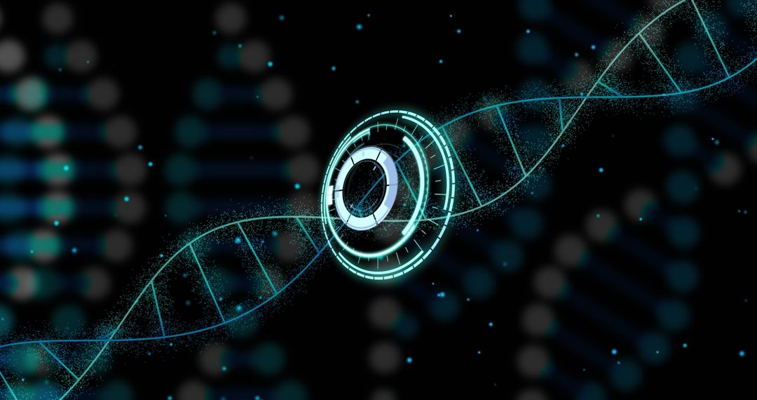 Futuristic DNA Scan Visual in Digital Interface