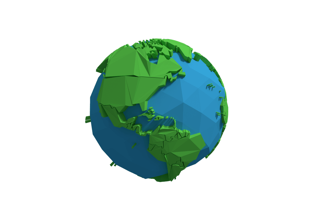 Colorful 3D Globe Illustration on Transparent Background Isolated