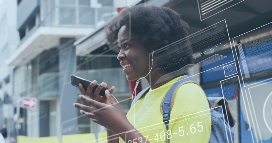 Woman Engaging with Augmented Reality on Smartphone