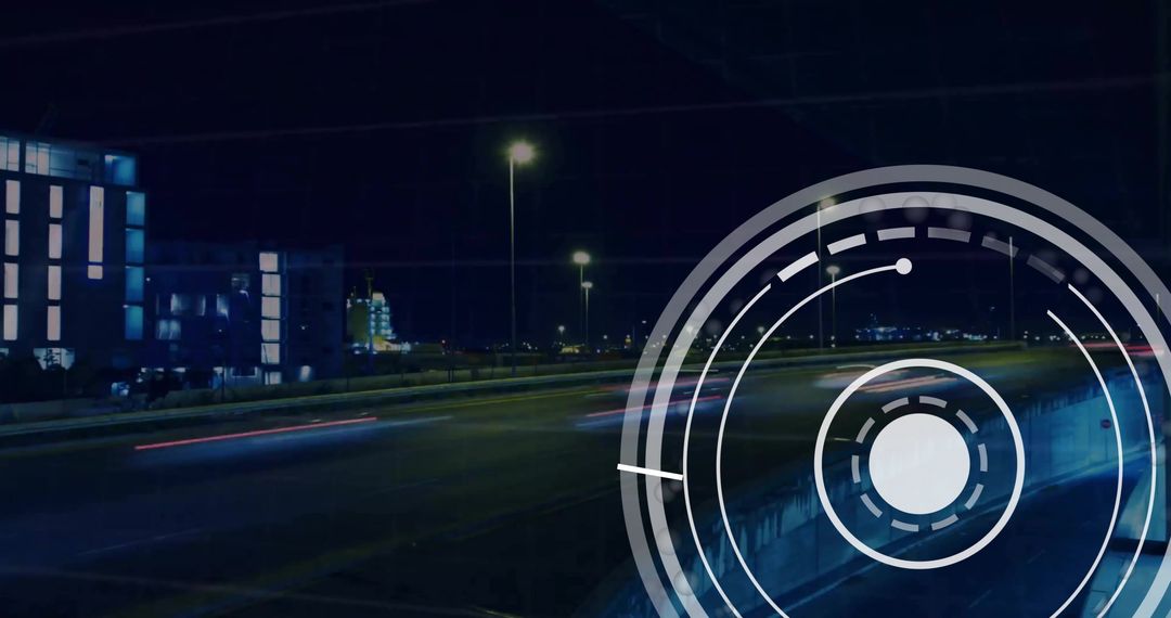 Digital Data Connections Over Cityscape at Night