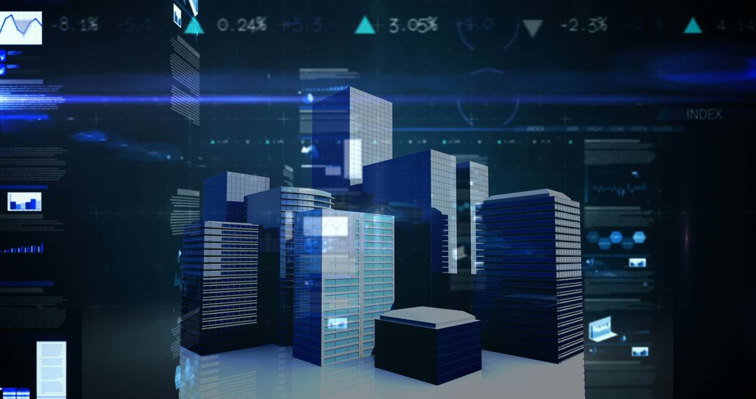 Digital Financial Data Over Dynamic City Skyline