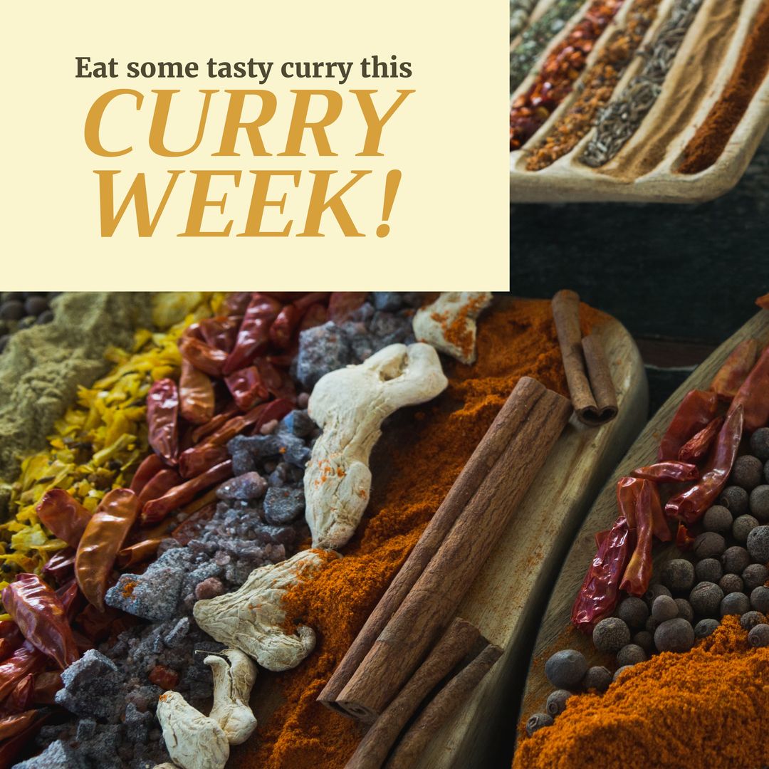 Colorful Assortment of Spices Promoting Curry Week - Download Free Stock Templates Pikwizard.com
