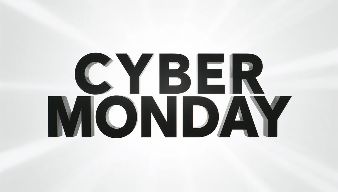 Bold 3D CYBER MONDAY Typographic Banner featuring Radial Light Beams Minimal Modern Design
