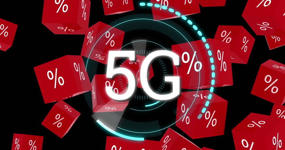 5G Concept with Percentage Symbols and Digital Interface