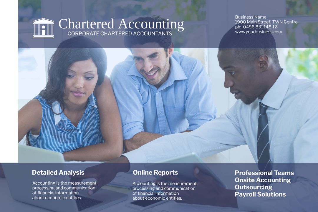 Team of Chartered Accountants Analyzing Financial Data Together - Download Free Stock Templates Pikwizard.com
