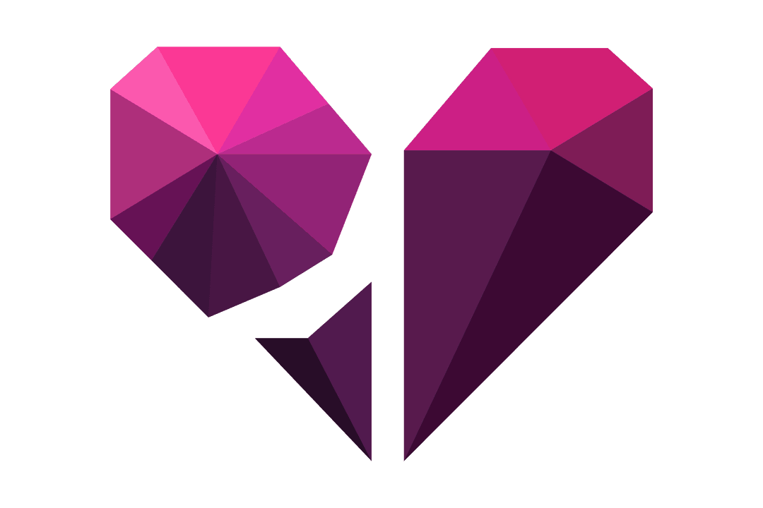 Colorful Geometric Broken Heart Symbol on Transparent Background