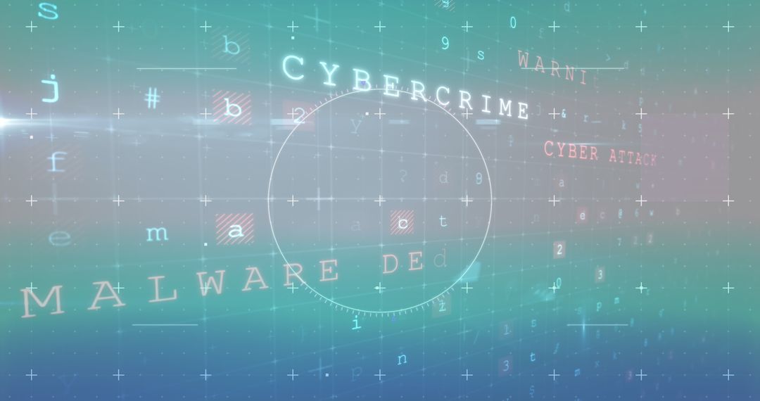 Cybersecurity Concept: Digital Screen with Key Threat Terms