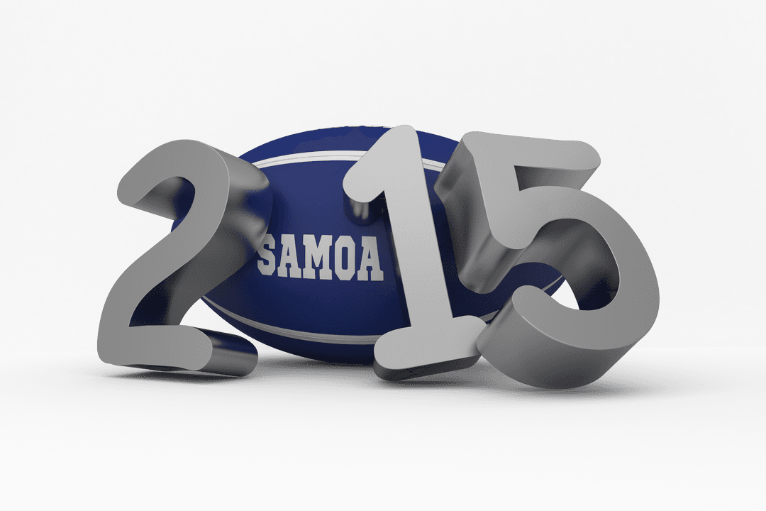 Samoa 2015 Rugby Ball with Metallic Number Design Transparent Background