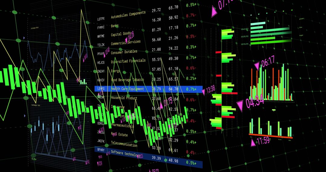 Dynamic Financial Data Analytics on Black Background