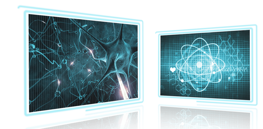 Futuristic Transparent Screens with Neural and Atomic Designs