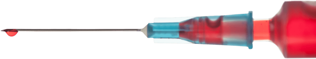 Close-up of Transparent Syringe with Red LiquidDroplet