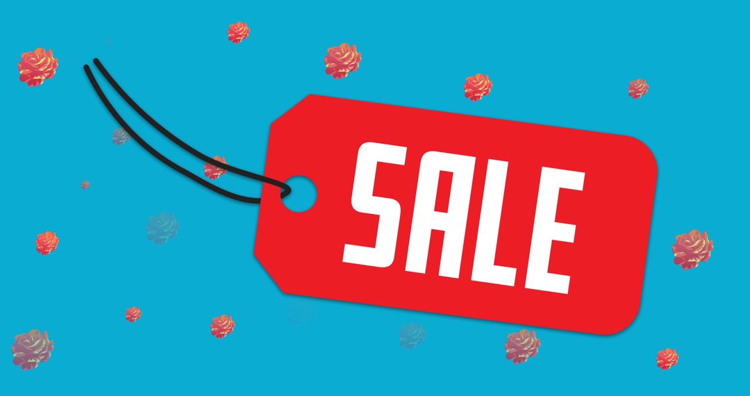 Dynamic Sale Tag Against Playful Floral Background