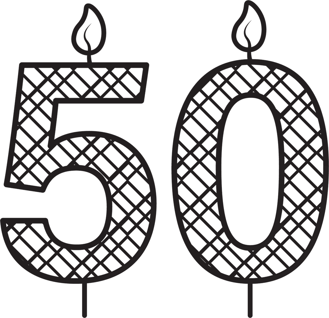 Transparent 50th Birthday Candle with Patterned Design
