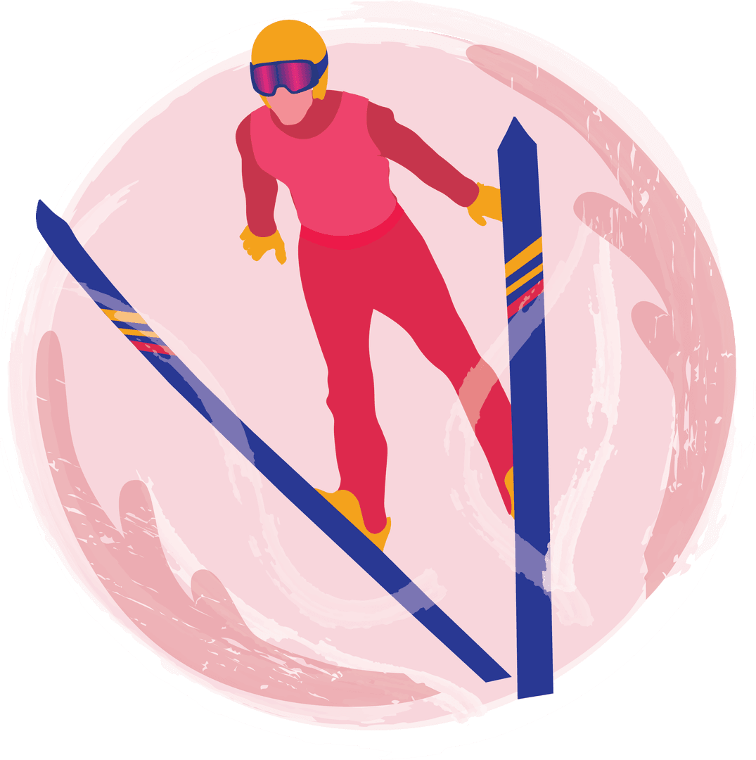Dynamic Male Ski Jumper Illustration on Transparent Background