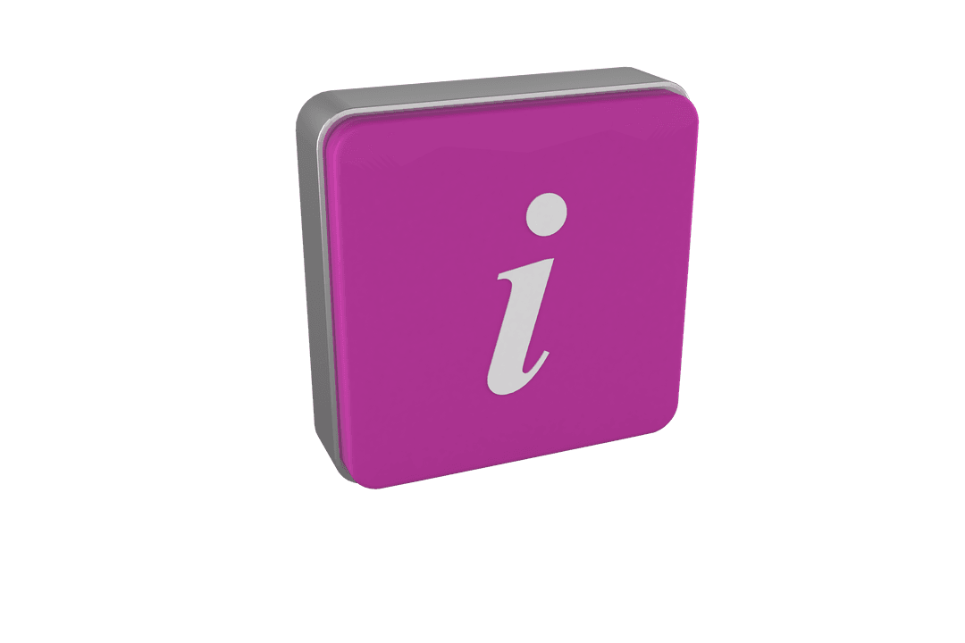 Purple Info Cube with White Eye on Transparent Background