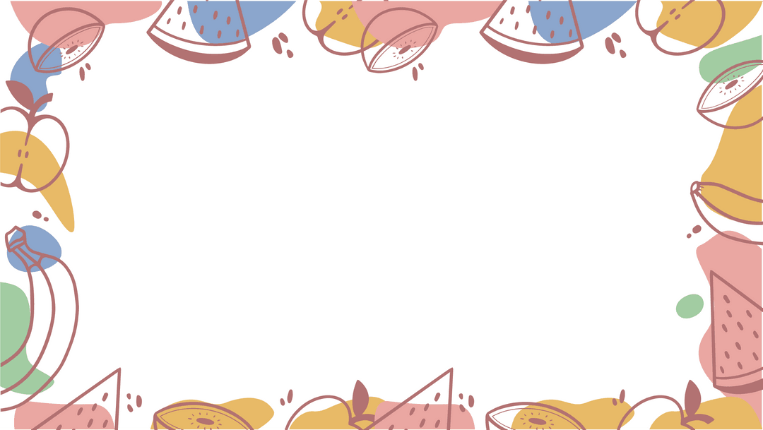 Flat Fruit Design Border on Transparent Background