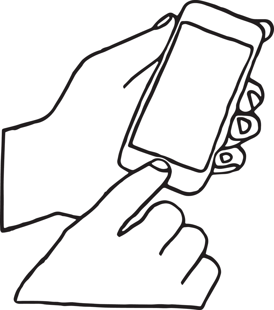 Minimalistic Hand Holding Smartphone on Transparent Background