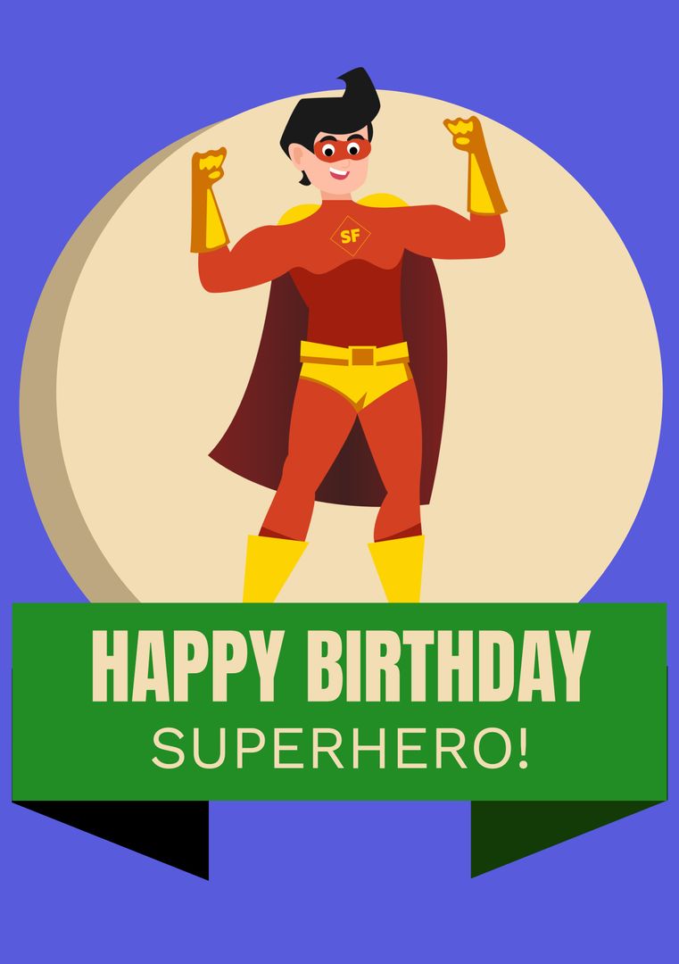 Superhero Birthday Greeting Card with Happy Superhero Illustration - Download Free Stock Templates Pikwizard.com