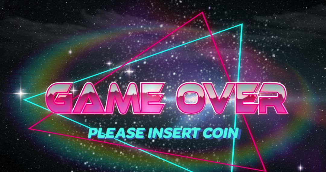 Retro Game Over Screen with Neon Design and Text