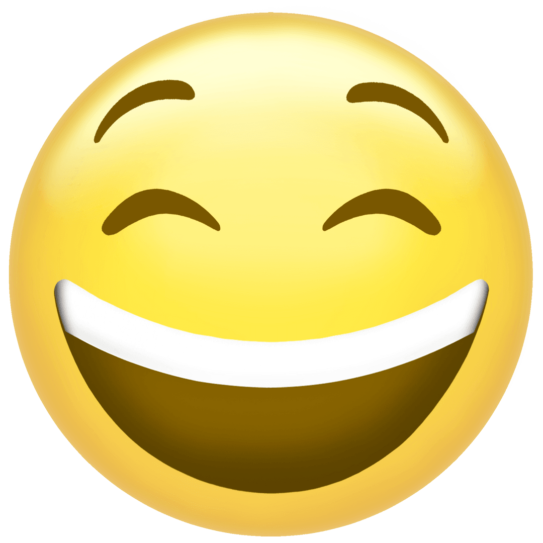 Transparent Happy Smiling Emoji with Grin and Closed Eyes