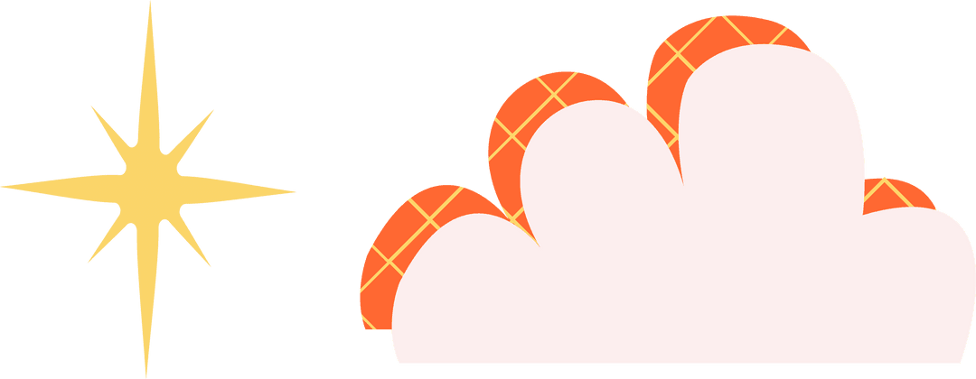 Modern 8-Pointed Starburst and Cloud on Transparent Background