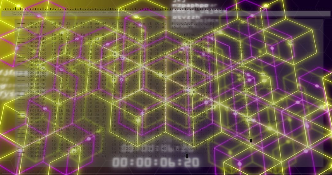 Abstract Futuristic Hexagonal Digital Hologram Display