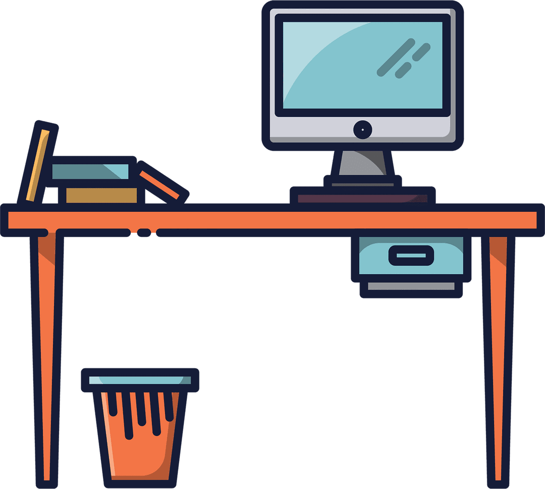 Miniature Transparent Desk Setup with Books and Computer - Download Free Stock Images Pikwizard.com