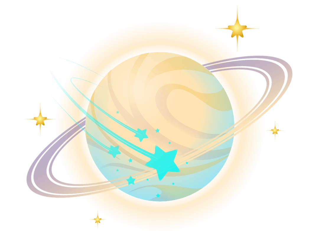 Transparent Ringed Planet Illustration with Stars