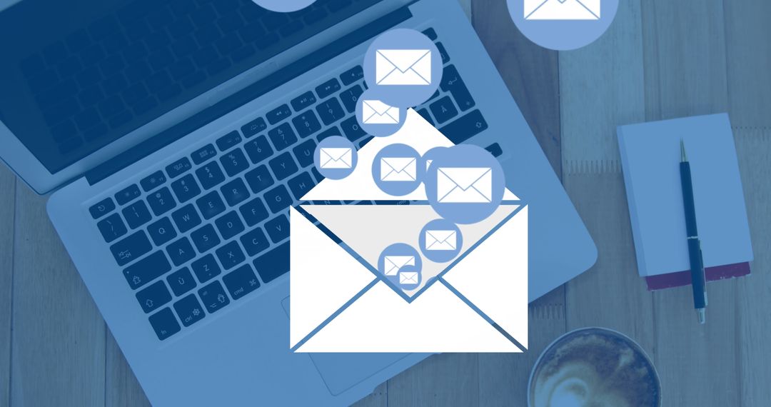 Email and Communication Concept with Laptop and Envelope Icon