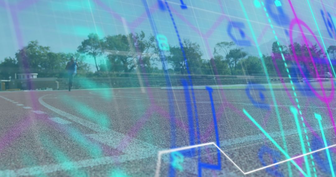 Paralympic Athlete Training on Track with Digital Overlay