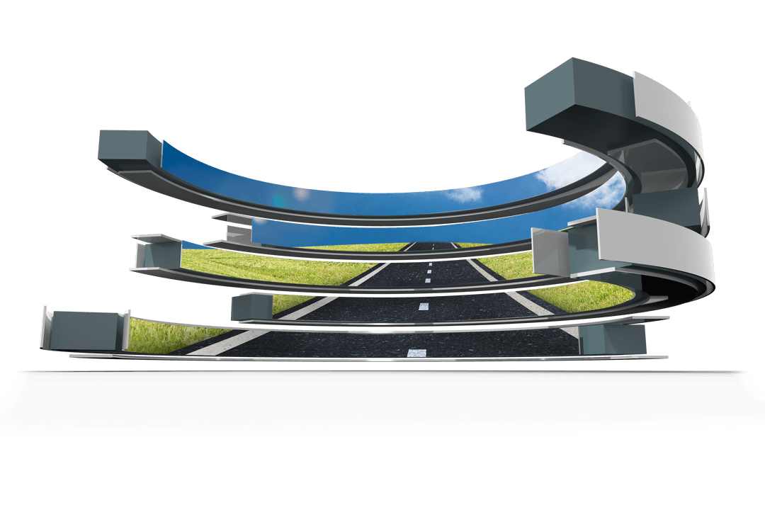 3D Digital Road Illustration on Transparent Background