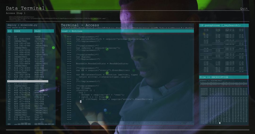 Data Terminal Interface with African American IT Specialist